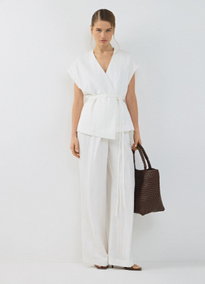 Широкие брюки со складками, Белый