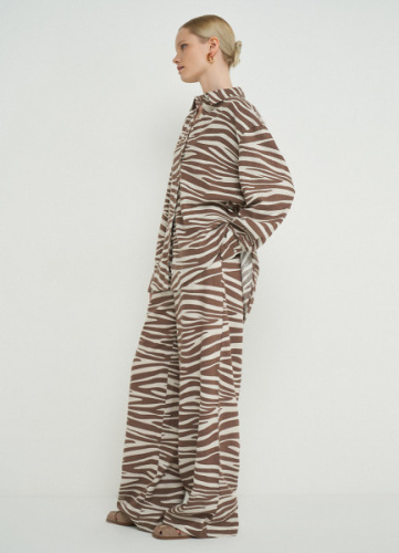 Широкие брюки изо льна, Бежевый