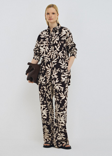 Широкие брюки изо льна, Коричневый