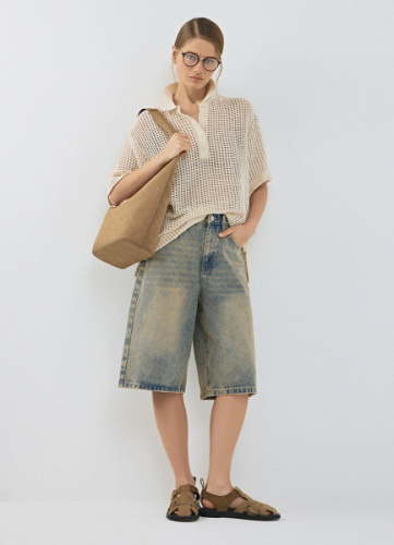 Шорты-бермуды со средней посадкой, Голубой