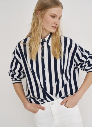 Рубашка изо льна с вискозой, Синий