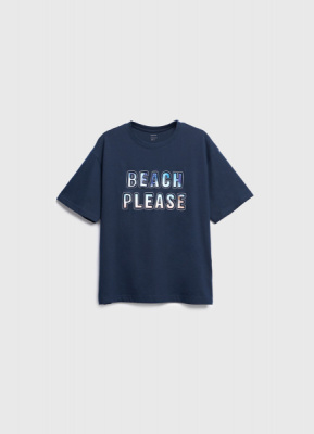 Футболка с объёмным принтом для мальчиков, Синий