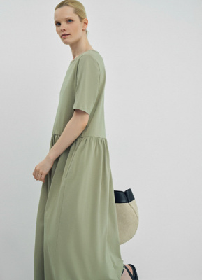 Платье макси из хлопкового джерси, Зеленый