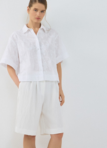 Рубашка из хлопка с вышивкой, Белый