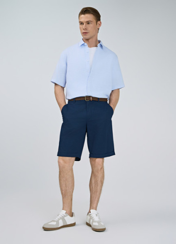 Рубашка из структурной ткани, Голубой