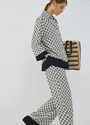 Блузка из вискозы с принтом, Белый