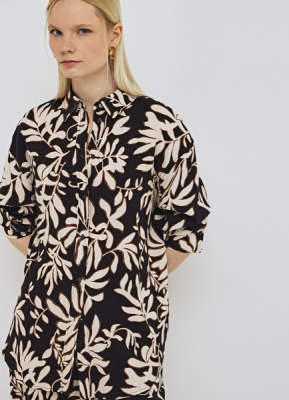 Рубашка изо льна с вискозой, Коричневый