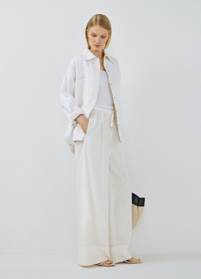 Широкие брюки изо льна, Белый
