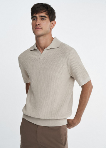 Поло текстурной вязки, Бежевый