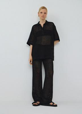 Широкие брюки из структурной ткани, Черный