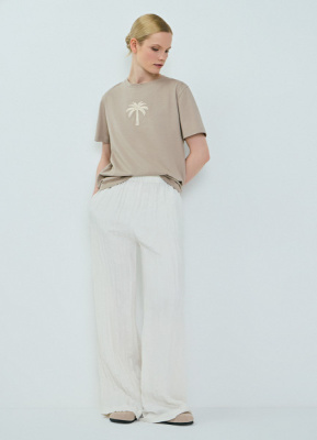 Футболка с вышивкой, Бежевый