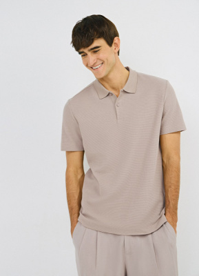 Поло из текстурированной ткани, Бежевый
