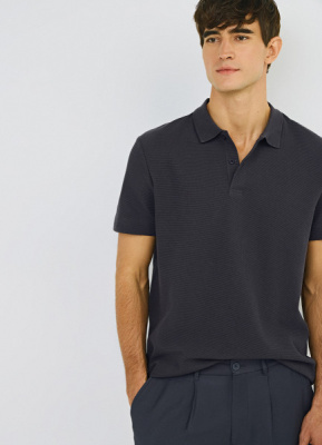 Поло из текстурированной ткани, Серый