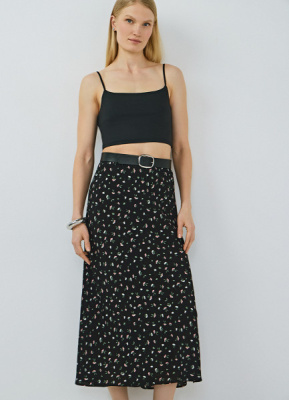 Юбка макси с принтом, Черный