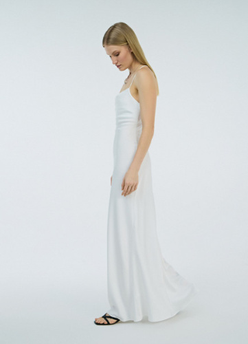 Платье на тонких бретелях, Белый