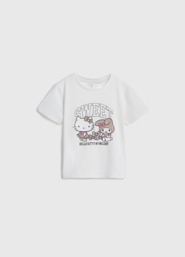 Футболка с принтом Hello Kitty для девочек, Белый