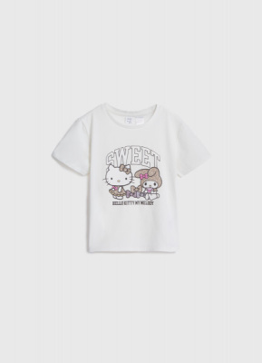Футболка с принтом Hello Kitty для девочек, Белый