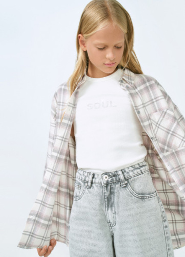 Рубашка в клетку для девочек, Розовый