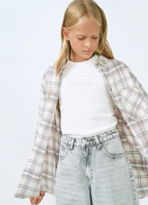 Рубашка в клетку для девочек, Розовый