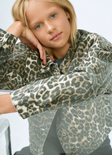 Джинсовая куртка с принтом для девочек, Мультицвет