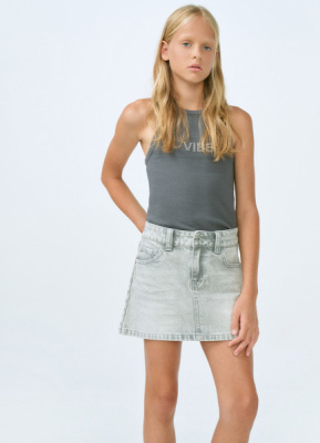 Джинсовая мини-юбка для девочек, Серый
