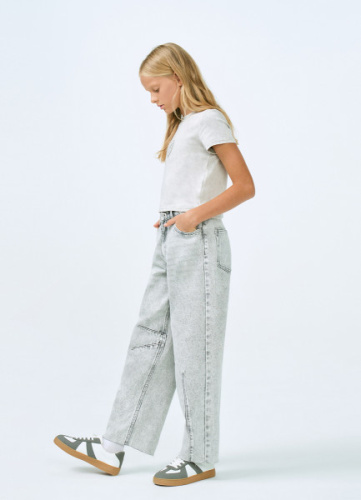 Джинсы объёмного кроя для девочек, Серый