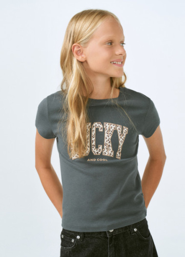Футболка с принтом для девочек, Серый
