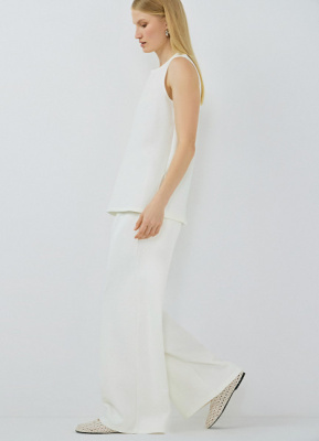 Широкие брюки из мягкого пике, Белый