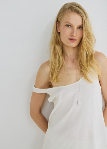 Вязаная майка с кашемиром, Белый