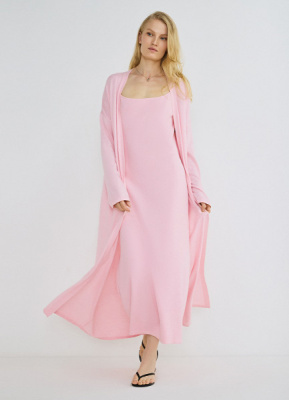 Удлинённый кардиган с кашемиром, Розовый