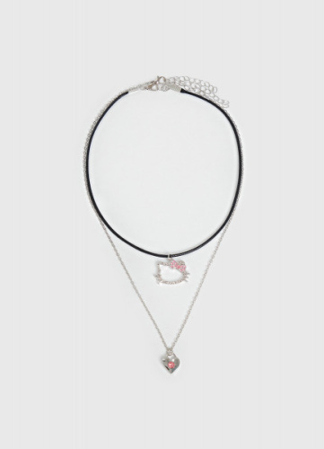 Ожерелье Hello Kitty для девочек, 2 шт., Серебряный