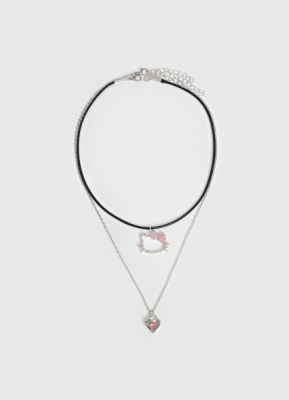 Ожерелье Hello Kitty для девочек, 2 шт., Серебряный