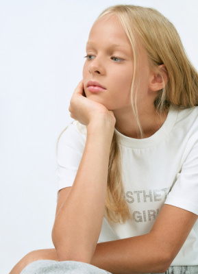 Футболка со стразами для девочек, Белый