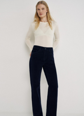 Джинсы с велюром, Синий