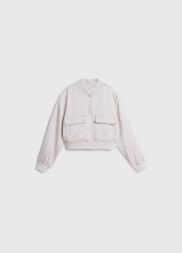 Сатиновый бомбер для девочек, Бежевый