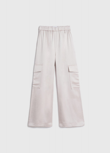 Брюки из сатина с карго-карманами для девочек, Бежевый