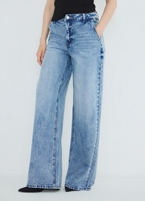 Широкие джинсы с высокой посадкой из лиоцелла, Голубой