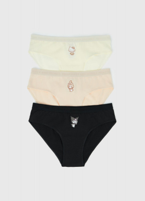 Трусы с принтом Hello Kitty для девочек, 3 шт., Белый