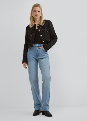 Прямые джинсы с высокой посадкой, Голубой