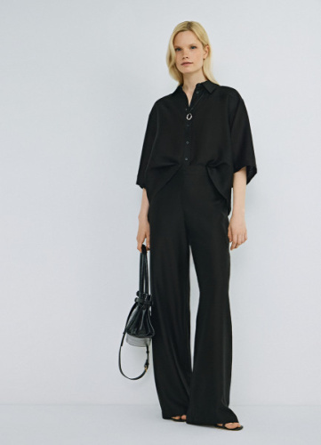 Брюки из полупрозрачной ткани, Черный