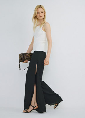 Двуслойные брюки из шифона, Черный