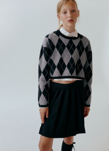 Вязаный джемпер для девочек, Серый