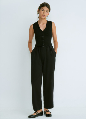 Вязаный жилет для девочек, Черный