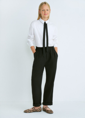 Брюки с защипами для девочек, Черный