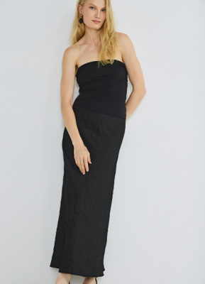 Атласная юбка из жатой ткани, Черный