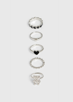 Набор колец для девочек, 5 шт., Серебряный