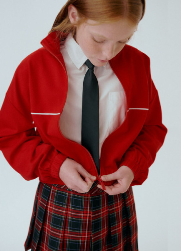 Толстовка с воротником-стойкой для девочек, Красный
