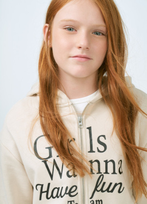 Толстовка с принтом для девочек, Бежевый