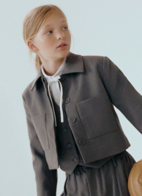 Укороченный жакет для девочек, Серый
