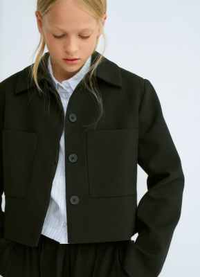 Укороченный жакет для девочек, Черный